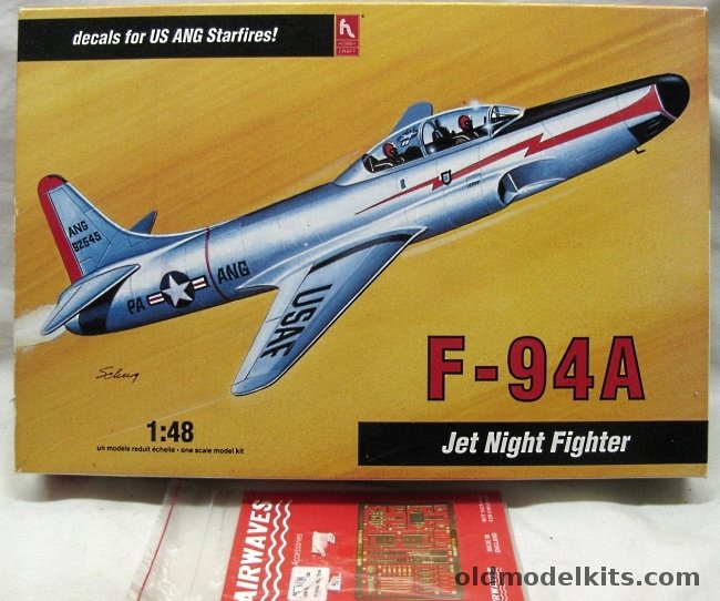 Hobby Craft 1/48 Lockheed F-94A Starfire And Airwaves Photoetched Details - PA ANG or USAF Decals, HC1597 plastic model kit